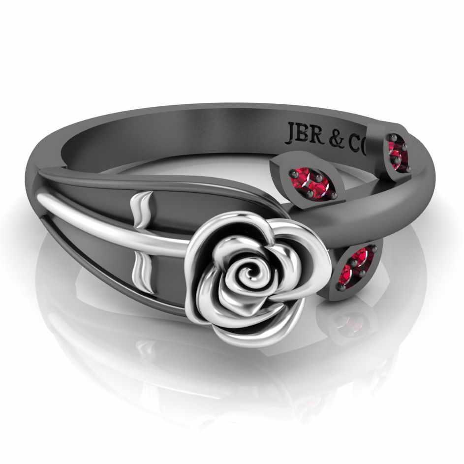 Two Tone Ruby Rose Ring In Sterling Silver - JBR Jeweler