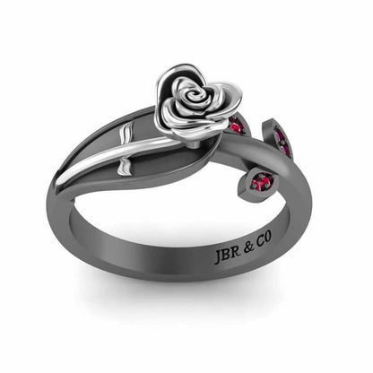 Two Tone Ruby Rose Ring In Sterling Silver - JBR Jeweler