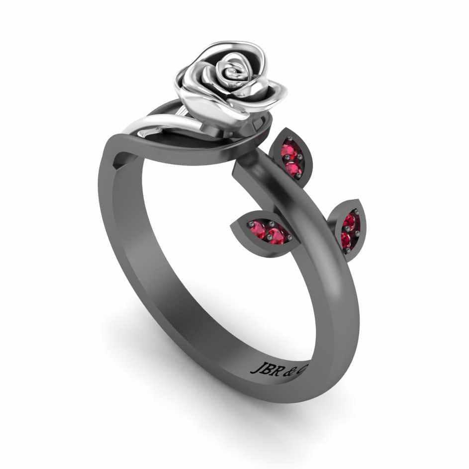 Two Tone Ruby Rose Ring In Sterling Silver - JBR Jeweler