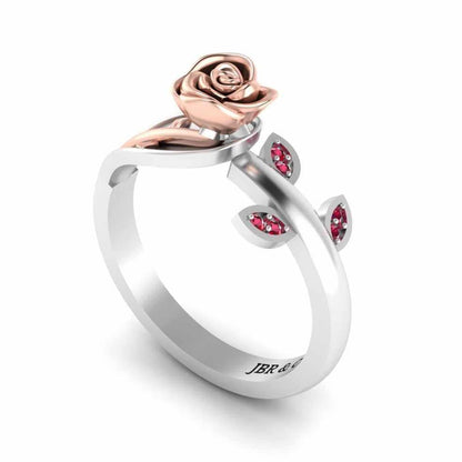 Two Tone Ruby Rose Ring In Sterling Silver - JBR Jeweler