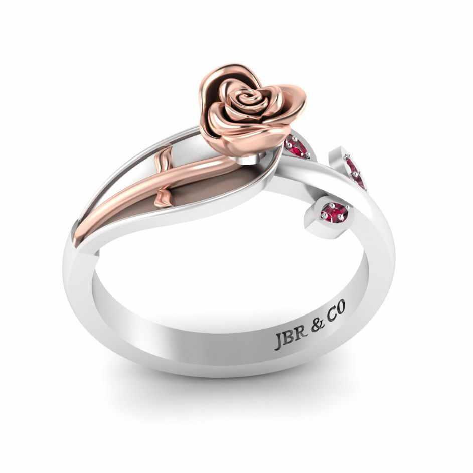 Two Tone Ruby Rose Ring In Sterling Silver - JBR Jeweler