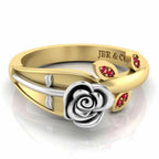 Two Tone Ruby Rose Ring In Sterling Silver - JBR Jeweler