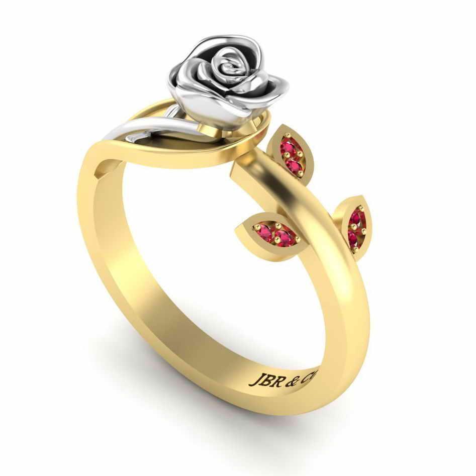 Two Tone Ruby Rose Ring In Sterling Silver - JBR Jeweler