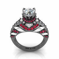 Two Tone Solitaire Sterling Silver Engagement Ring - JBR Jeweler