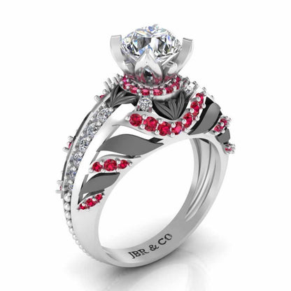 Two Tone Solitaire Sterling Silver Engagement Ring - JBR Jeweler