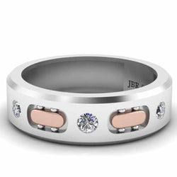 Two Tone Sport Style Sterling Silver Men's Band - JBR Jeweler