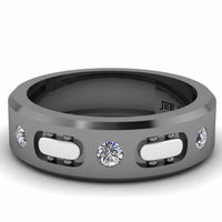 Two Tone Sport Style Sterling Silver Men's Band - JBR Jeweler