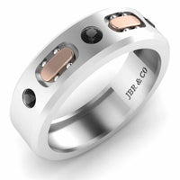 Two Tone Sport Style Sterling Silver Men's Band - JBR Jeweler