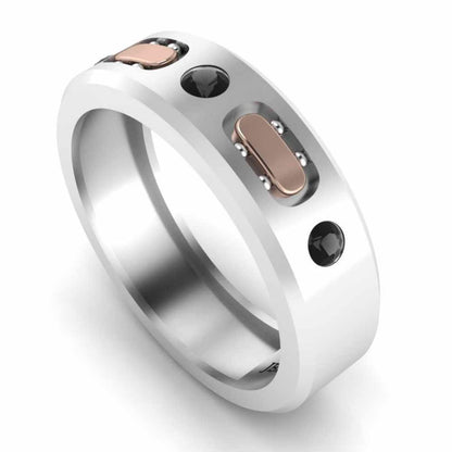 Two Tone Sport Style Sterling Silver Men's Band - JBR Jeweler