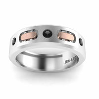 Two Tone Sport Style Sterling Silver Men's Band - JBR Jeweler