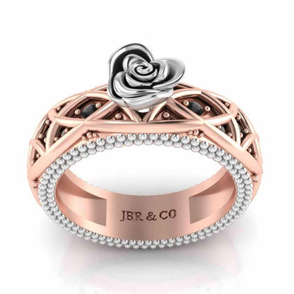 Two Tone Twist Rope Design Rose Ring In Sterling Silver - JBR Jeweler