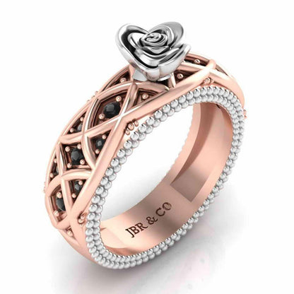 Two Tone Twist Rope Design Rose Ring In Sterling Silver - JBR Jeweler