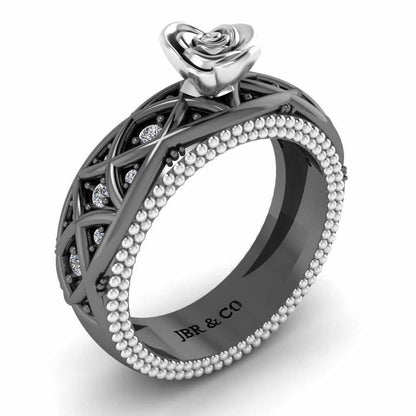 Two Tone Twist Rope Design Rose Ring In Sterling Silver - JBR Jeweler