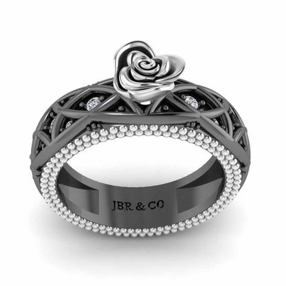 Two Tone Twist Rope Design Rose Ring In Sterling Silver - JBR Jeweler