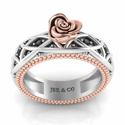 Two Tone Twist Rope Design Rose Ring In Sterling Silver - JBR Jeweler