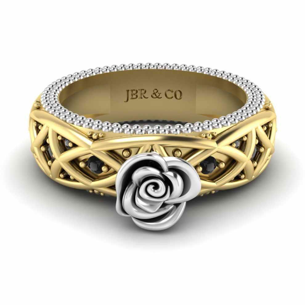 Two Tone Twist Rope Design Rose Ring In Sterling Silver - JBR Jeweler