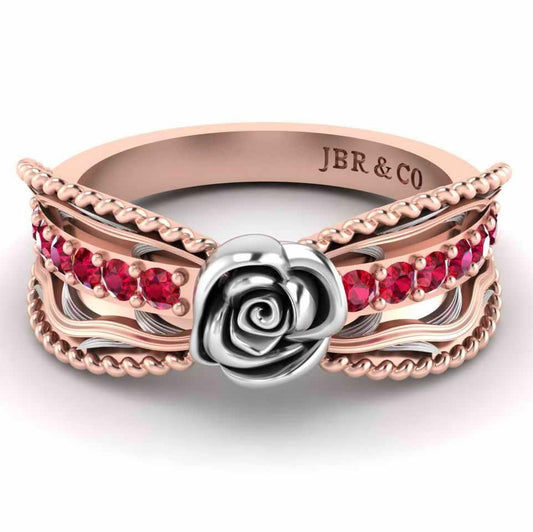 Two Tone Twisted Style Rose Ring In Sterling Silver - JBR Jeweler