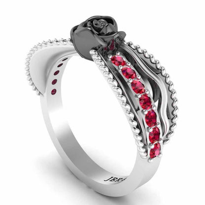 Two Tone Twisted Style Rose Ring In Sterling Silver - JBR Jeweler