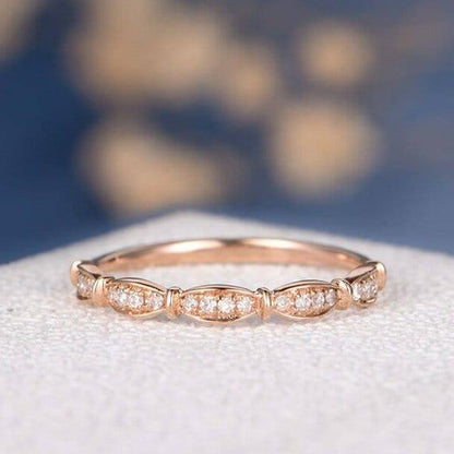 Unique Art Deco Diamond Moissanite Matching Half Eternity Band - JBR Jeweler