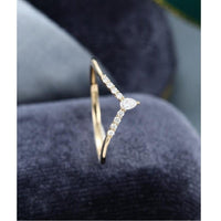 Unique Curved Yellow Gold Pear Stacking Matching Bridal Moissanite wedding Band - JBR Jeweler