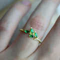 Unique gemstone Flower Green Marquise Solid Gold Wedding Band Anniversary Ring - JBR Jeweler