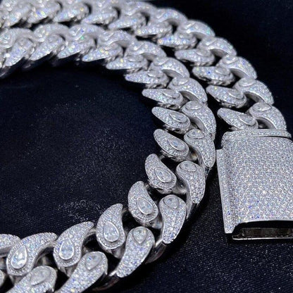 Unique Hip Hop 19 mm Moissanite Diamonds Miami Bezel Pear Cut Men's Cuban Chain - JBR Jeweler