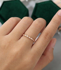 Unique Rose Gold Full Eternity Bezel Set Bridal Stacking Moissanite Wedding Band - JBR Jeweler