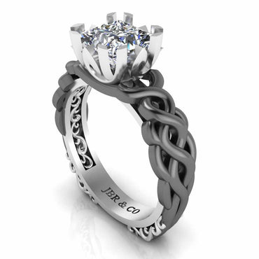 Unique Two Tone Intertwined Design Sterling Silver Ring - JBR Jeweler