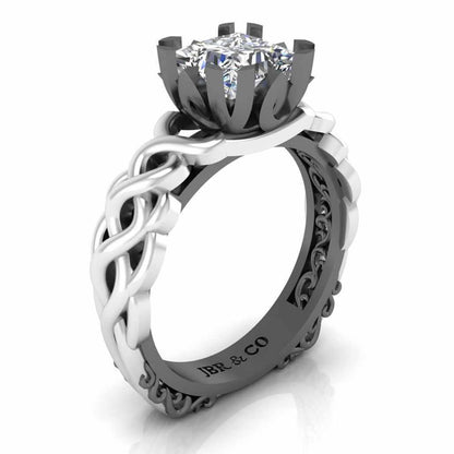 Unique Two Tone Intertwined Design Sterling Silver Ring - JBR Jeweler