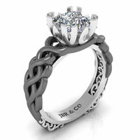 Unique Two Tone Intertwined Design Sterling Silver Ring - JBR Jeweler