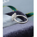 Unique Vintage White Gold Flower Halo Marquise Accent Moissanite Engagement Wedding Ring - JBR Jeweler