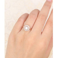 Unique Vintage White Gold Flower Halo Marquise Accent Moissanite Engagement Wedding Ring - JBR Jeweler