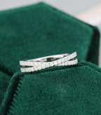 Unique White Gold Cross Intertwined Bridal Half Eternity Stacking Moissanite Wedding Band - JBR Jeweler