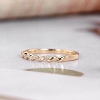 Unique Women Dainty Minimalist Yellow Gold Stacking Promise Wedding Band For Gift - JBR Jeweler