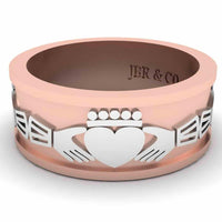 Unisex Two Tone S925 Claddagh Wedding Band - JBR Jeweler