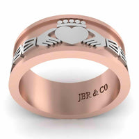 Unisex Two Tone S925 Claddagh Wedding Band - JBR Jeweler