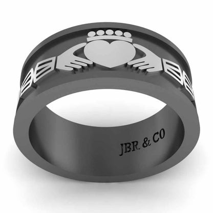 Unisex Two Tone S925 Claddagh Wedding Band - JBR Jeweler