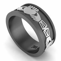 Unisex Two Tone S925 Claddagh Wedding Band - JBR Jeweler