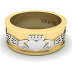 Unisex Two Tone S925 Claddagh Wedding Band - JBR Jeweler