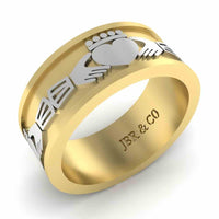 Unisex Two Tone S925 Claddagh Wedding Band - JBR Jeweler