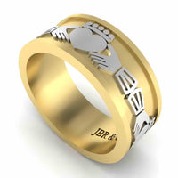 Unisex Two Tone S925 Claddagh Wedding Band - JBR Jeweler