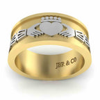 Unisex Two Tone S925 Claddagh Wedding Band - JBR Jeweler
