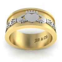 Unisex Two Tone S925 Claddagh Wedding Band - JBR Jeweler