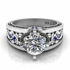 Vintage Style Two Tone Sterling Silver Solitaire Ring - JBR Jeweler
