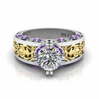Vintage Style Two Tone Sterling Silver Solitaire Ring - JBR Jeweler