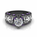 Vintage Style Two Tone Sterling Silver Solitaire Ring - JBR Jeweler