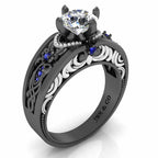 Vintage Style Two Tone Sterling Silver Solitaire Ring - JBR Jeweler