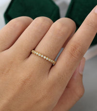 Vintage Yellow Gold Full Eternity Bezel Set Milgrain Moissanite Wedding Band For Women - JBR Jeweler