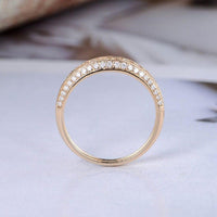 Vintage Yellow Gold Wedding Art Deco Twist Vine Bridal Moissanite Ring Band - JBR Jeweler