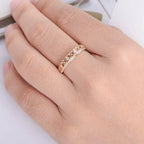 Vintage Yellow Gold Wedding Art Deco Twist Vine Bridal Moissanite Ring Band - JBR Jeweler